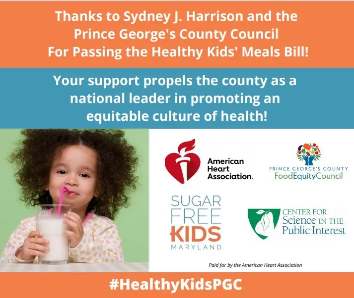 A healthy kids council flyer with a picture of a child drinking milk.