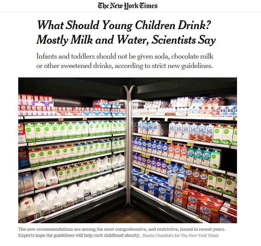 A news article about milk and water.